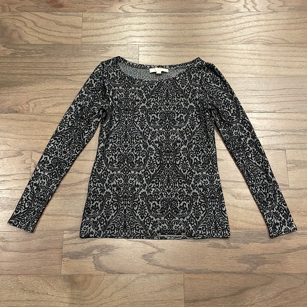 NWT LOFT Black and Grey Long Sleeve Tee - Size XS